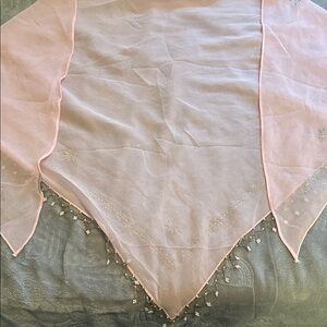 Sheer Pink Beaded Triangle Scarf